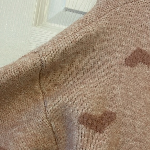 Adorable fuzzy hearts pink sweater eyelash mauve baby pink valentine - Picture 7 of 7